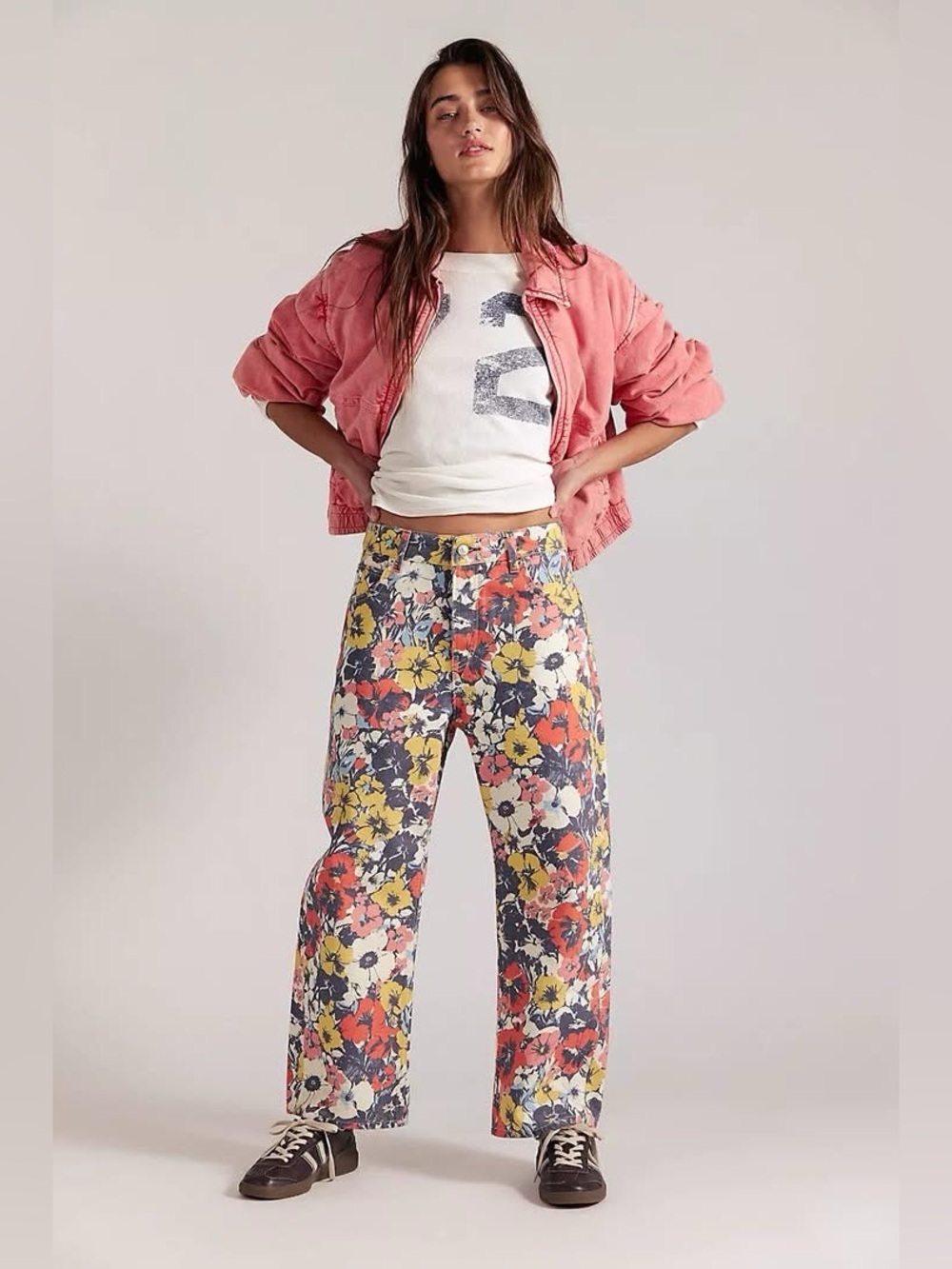 NWT FREE PEOPLE WE THE FREE Deep Trance Printed Jeans | Fruit Punch Combo $128